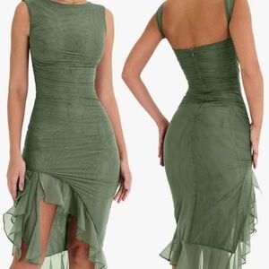 Elegant Green Sleeveless Dress